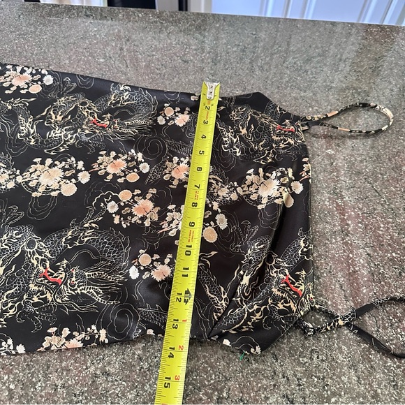 Urban Outfitters Dragon Print Black and Gold Dress Adjustable Straps Bodycon - Picture 10 of 14